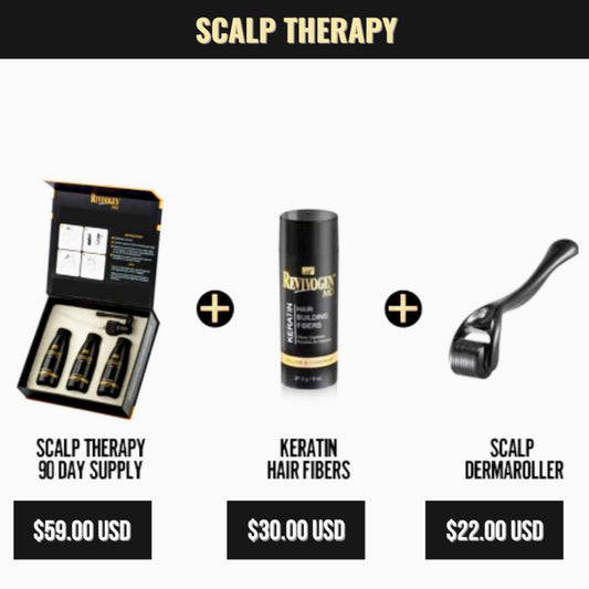 Revitalize your hair with Scalp Therapy 90-Day Kit + Keratin Hair Fibers + Scalp Dermaroller